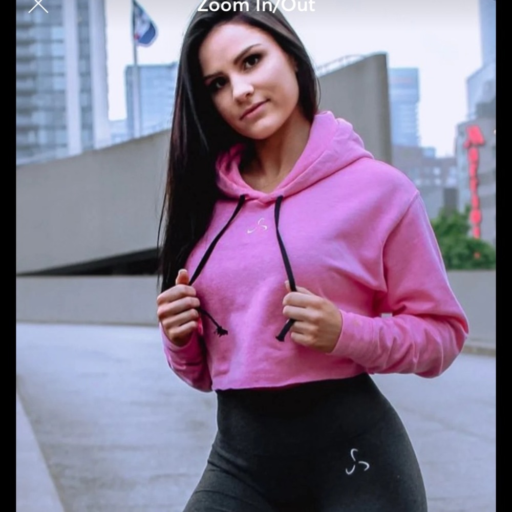 NWT CROPPED CAT EAR HOODIE , PINK